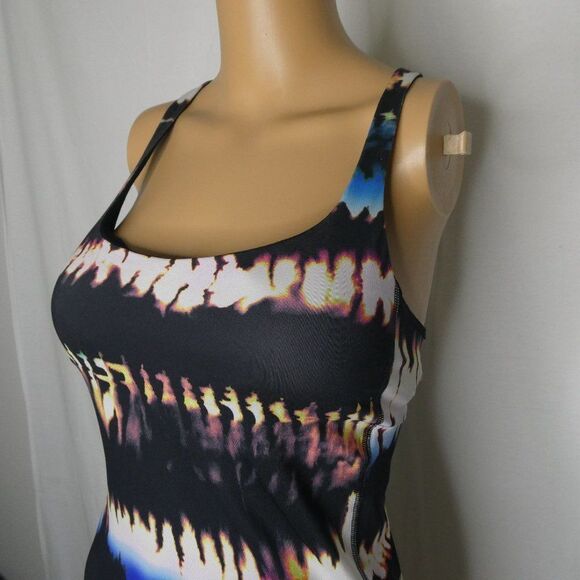Lucy Tie Dye Striped Tank Top Strappy Criss Cross - Picture 2 of 10